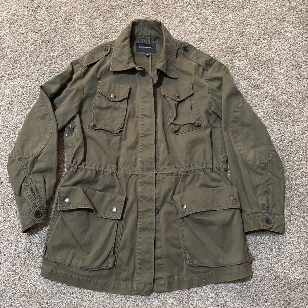Banana Republic Military Field Chore‎ Jacket Medium Cargo Pocket Canvas Womens M
